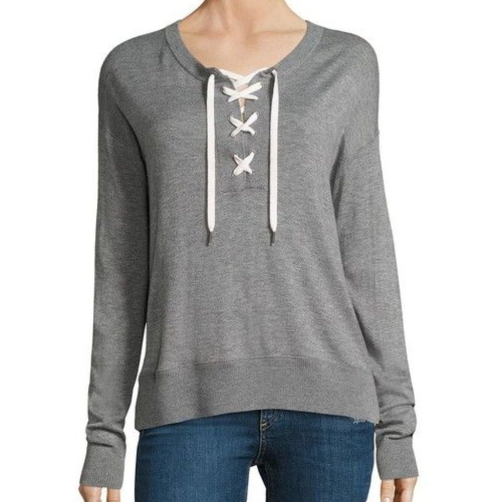 Splendid Cashmere Lace Up Pullover Sz Small